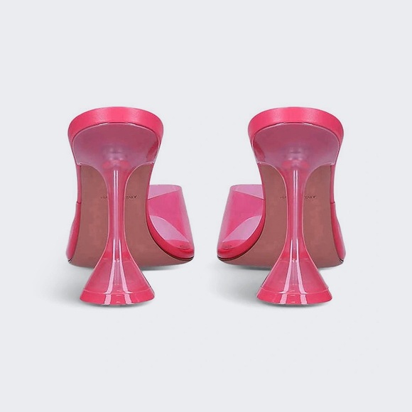 🆕 Amina Muaddi Lupita Glass Sandal in Bubblegum - Picture 2 of 7